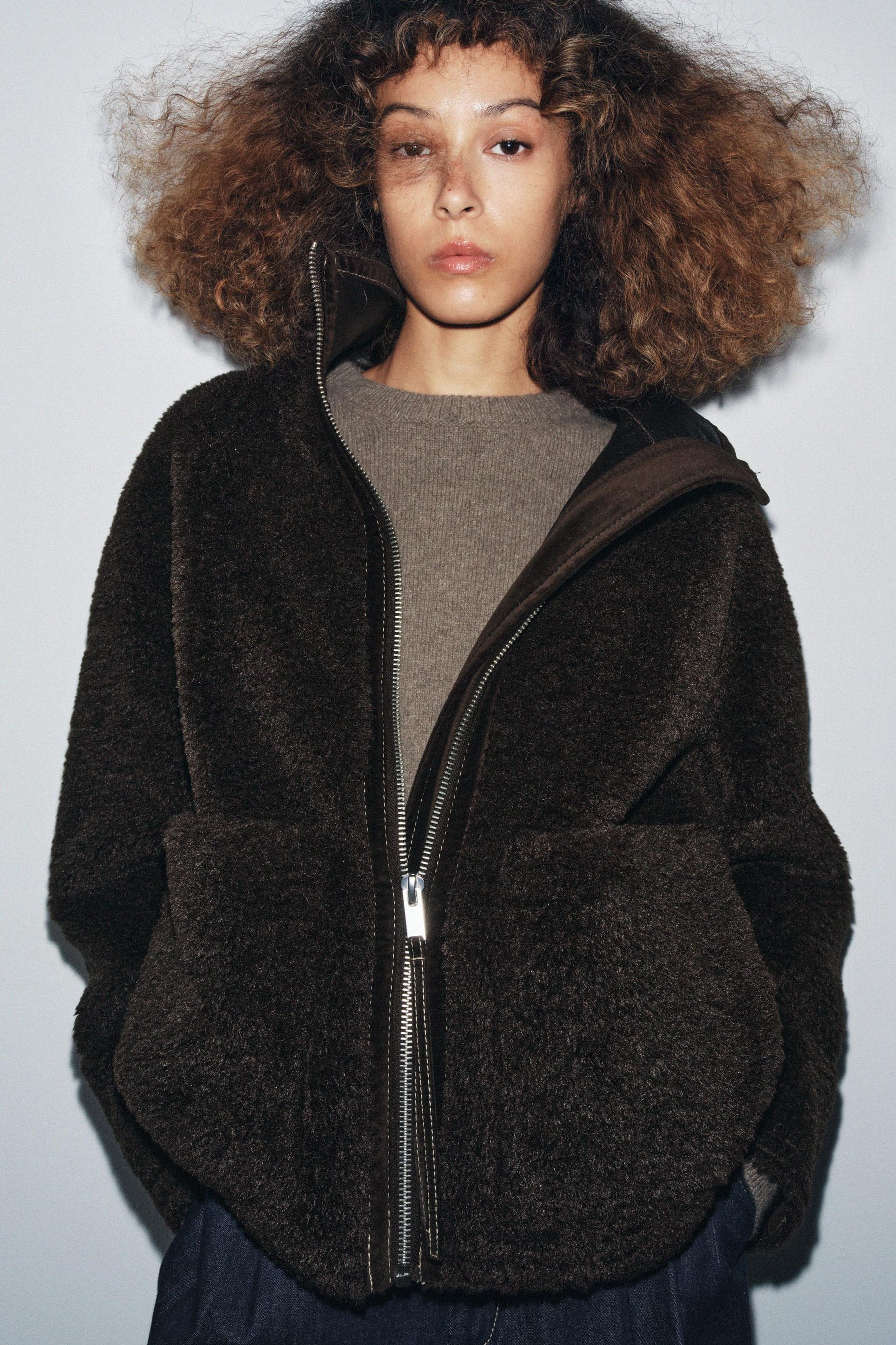 ZW COLLECTION FAUX SHEARLING DOUBLE-FACED JACKET - Image 3