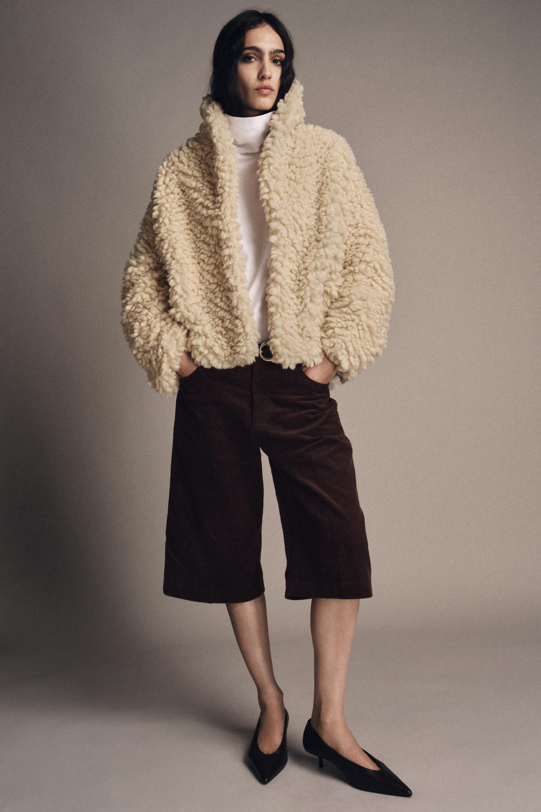 FAUX SHEARLING JACKET ZW COLLECTION - Image 1
