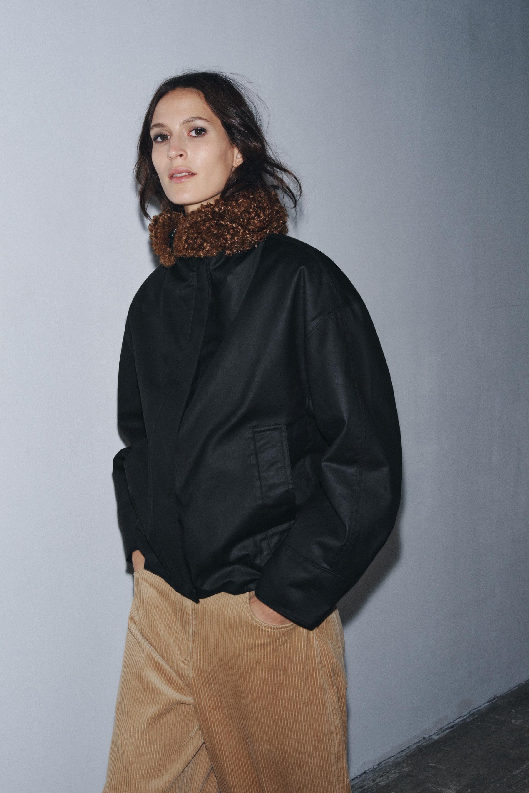 FAUX SHEARLING BOMBER JACKET ZW COLLECTION - Image 8