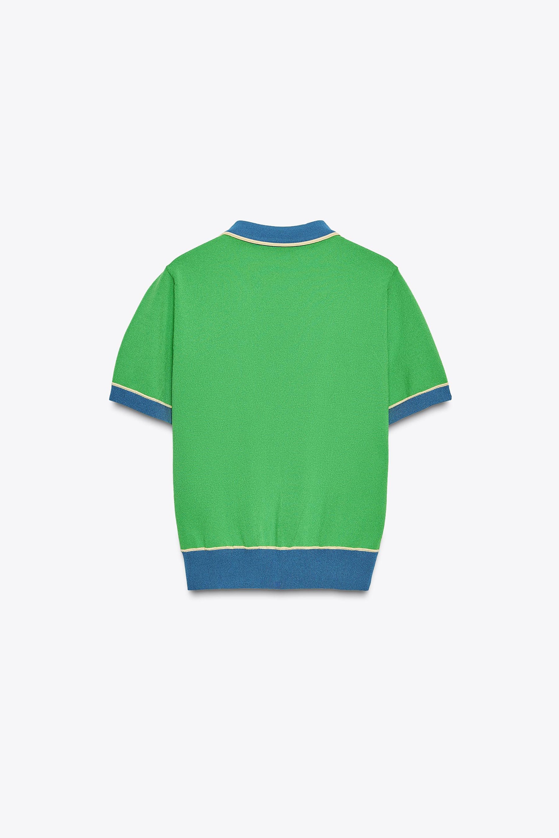 CONTRAST KNIT SHORT SLEEVE POLO SHIRT - Image 4
