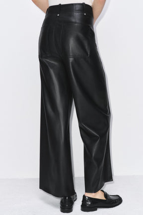 Tailored wide-leg leather-effect trousers.