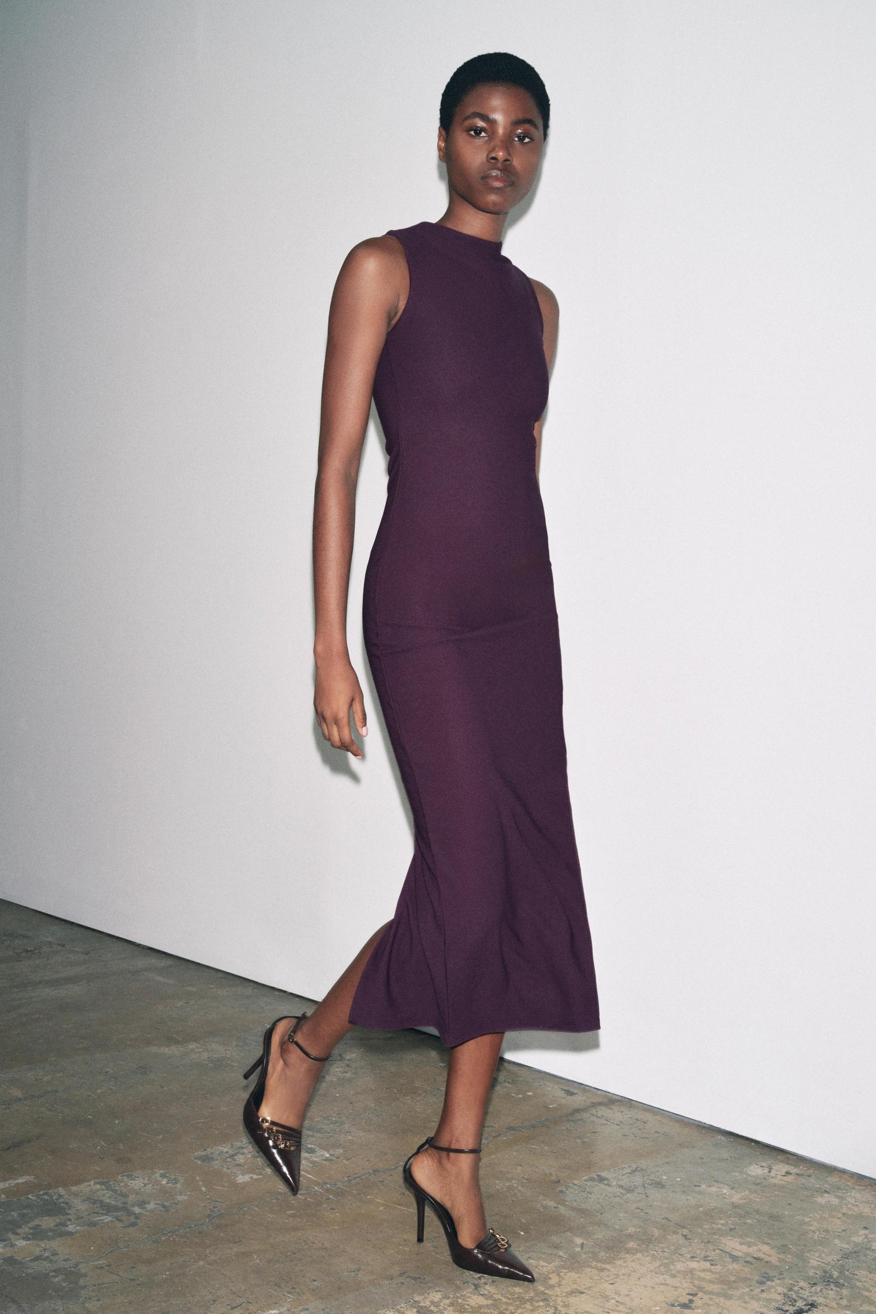 LONG CREPE DRESS - Image 1