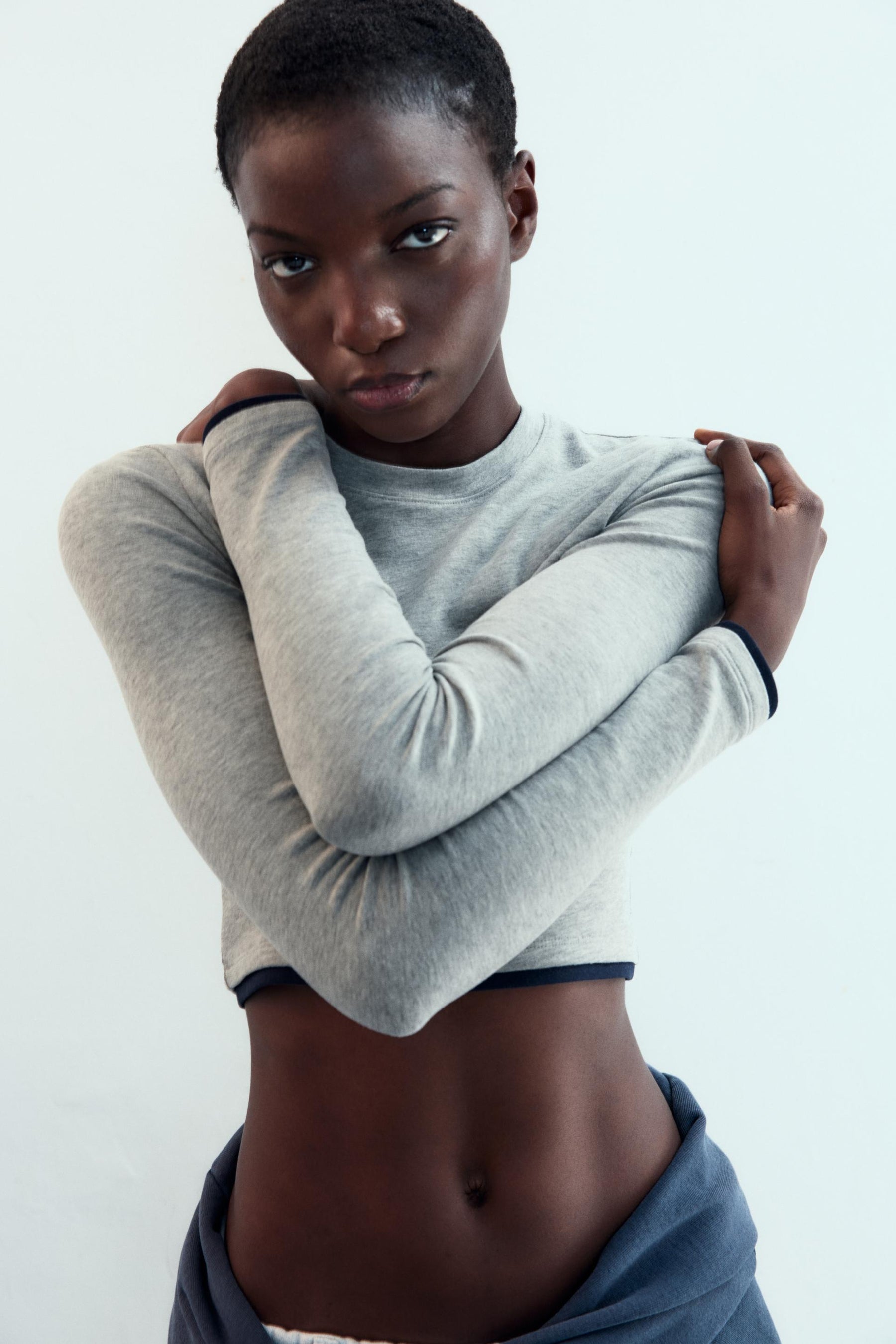 Cropped Mock Layer T-Shirt