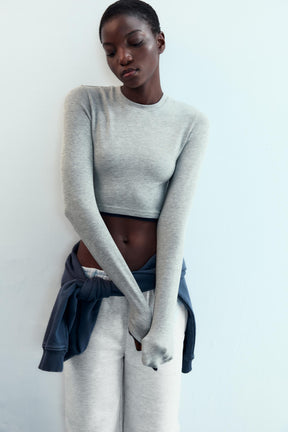 Cropped Mock Layer T-Shirt