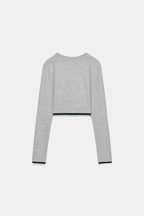 Cropped Mock Layer T-Shirt
