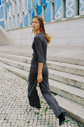 STRAIGHT-LEG TWILL TROUSERS