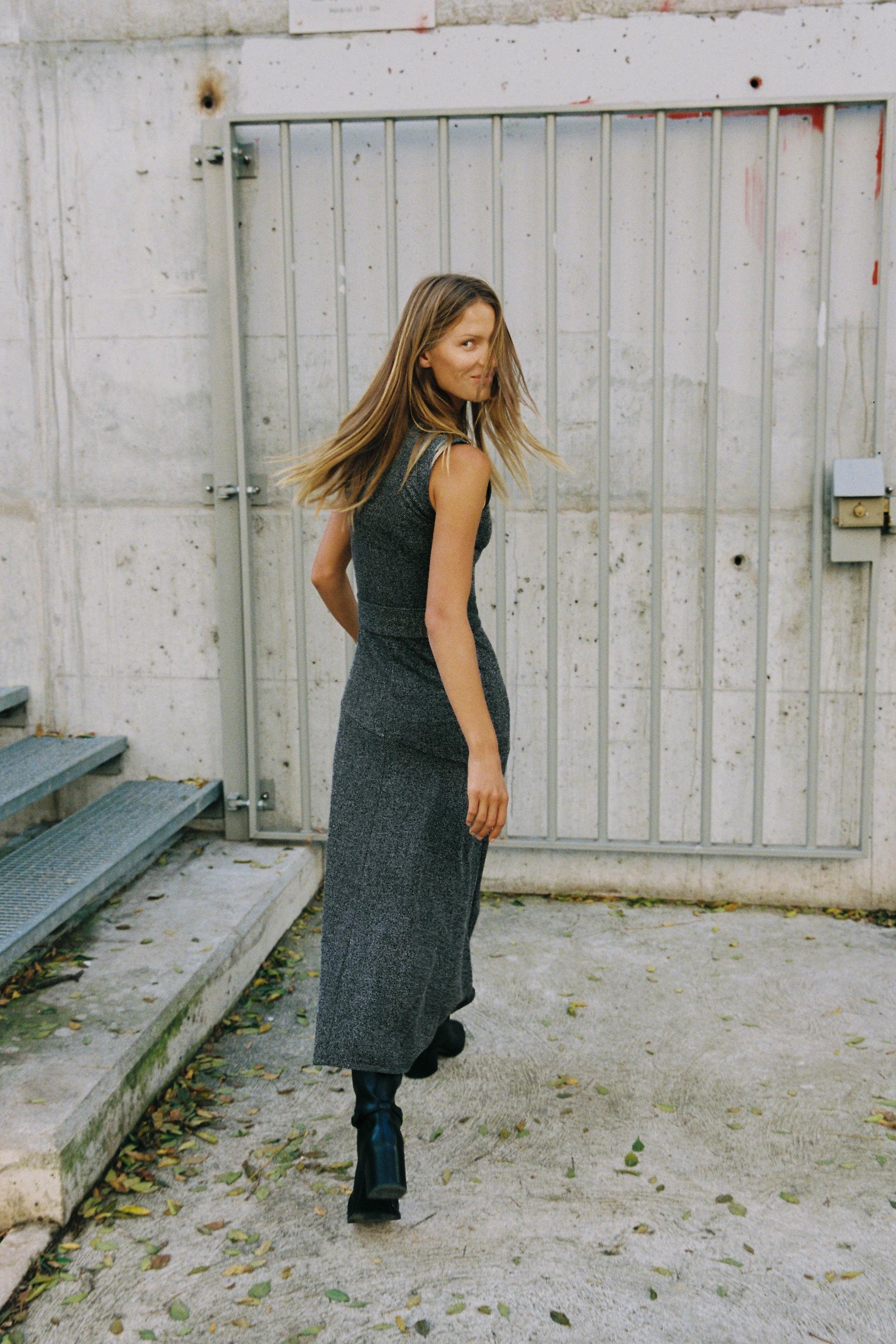 Twill Dress with Belt