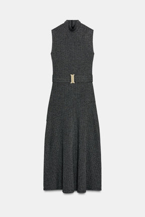 Twill Dress with Belt