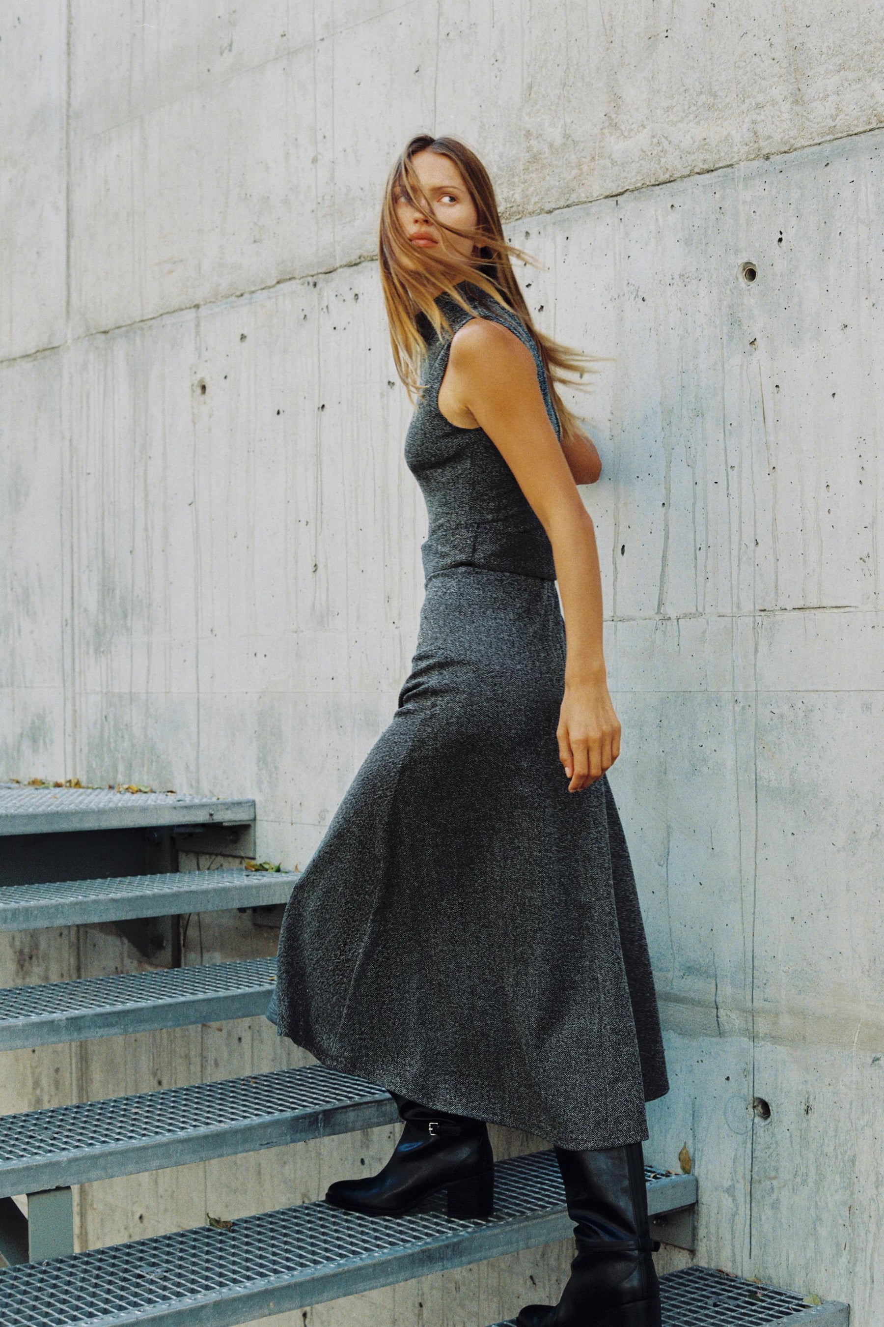 Twill Dress with Belt