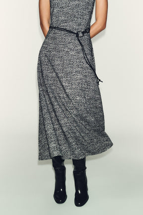 TEXTURED BELTED DRESS