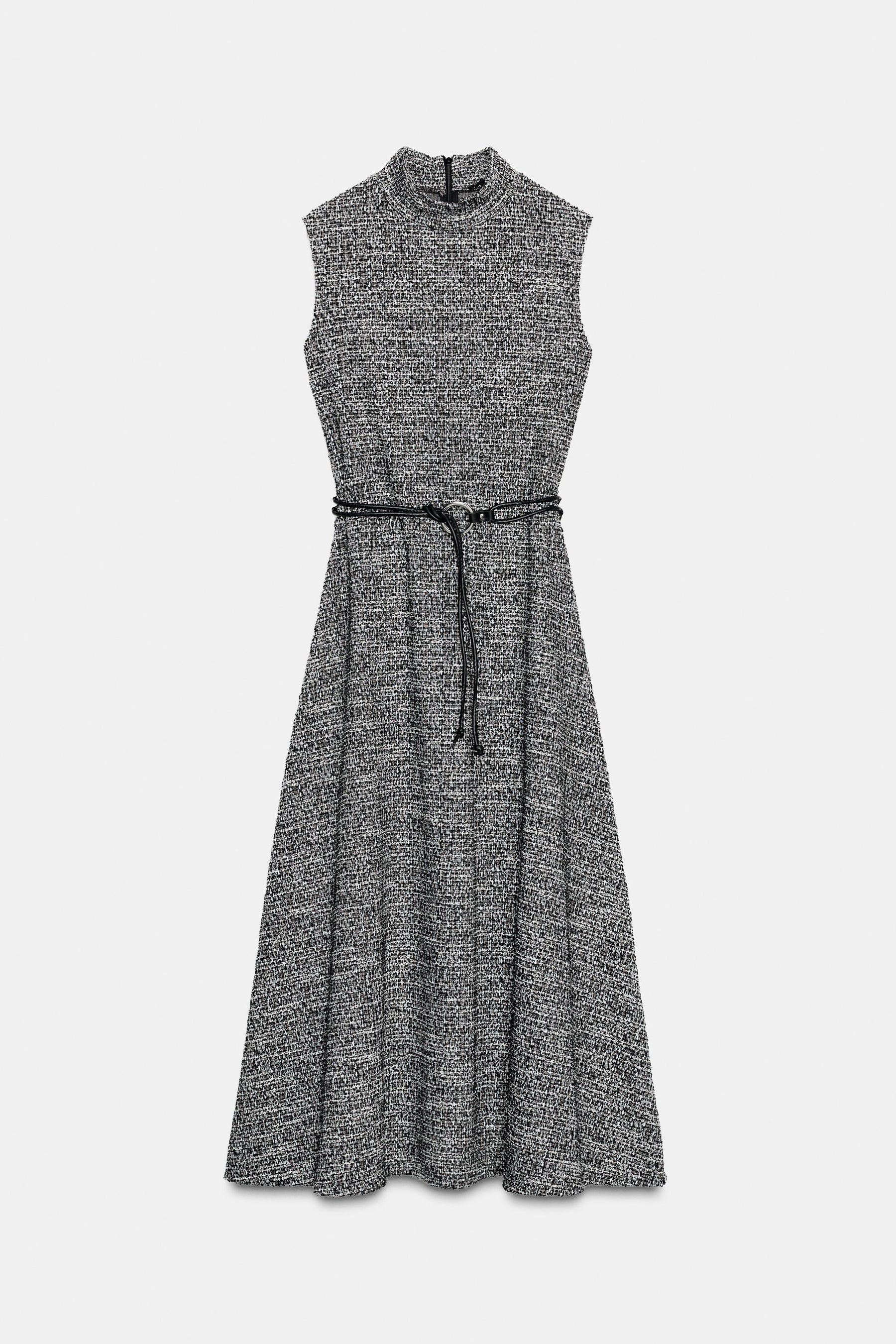 TEXTURED BELTED DRESS
