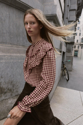 Ruffled Gingham Blouse