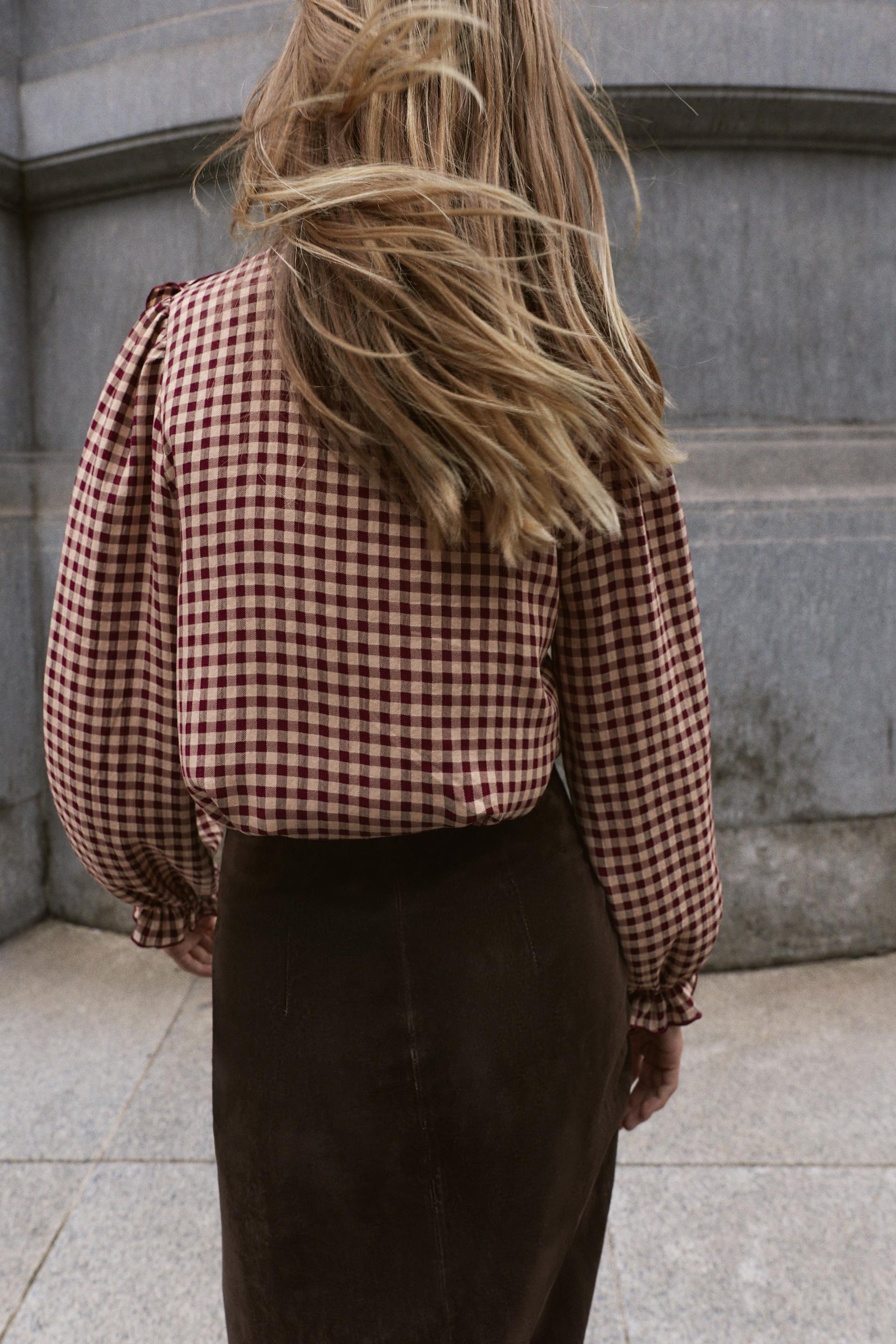 Ruffled Gingham Blouse