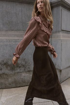 Ruffled Gingham Blouse
