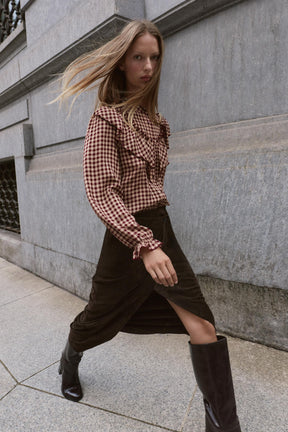 Ruffled Gingham Blouse