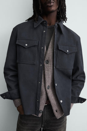 RELAXED FIT LEATHER EFFECT OVERSHIRT - Image 7