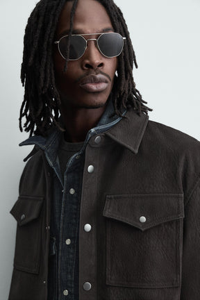 RELAXED FIT FAUX LEATHER OVERSHIRT - Image 5