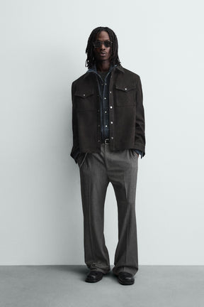 RELAXED FIT FAUX LEATHER OVERSHIRT - Image 1