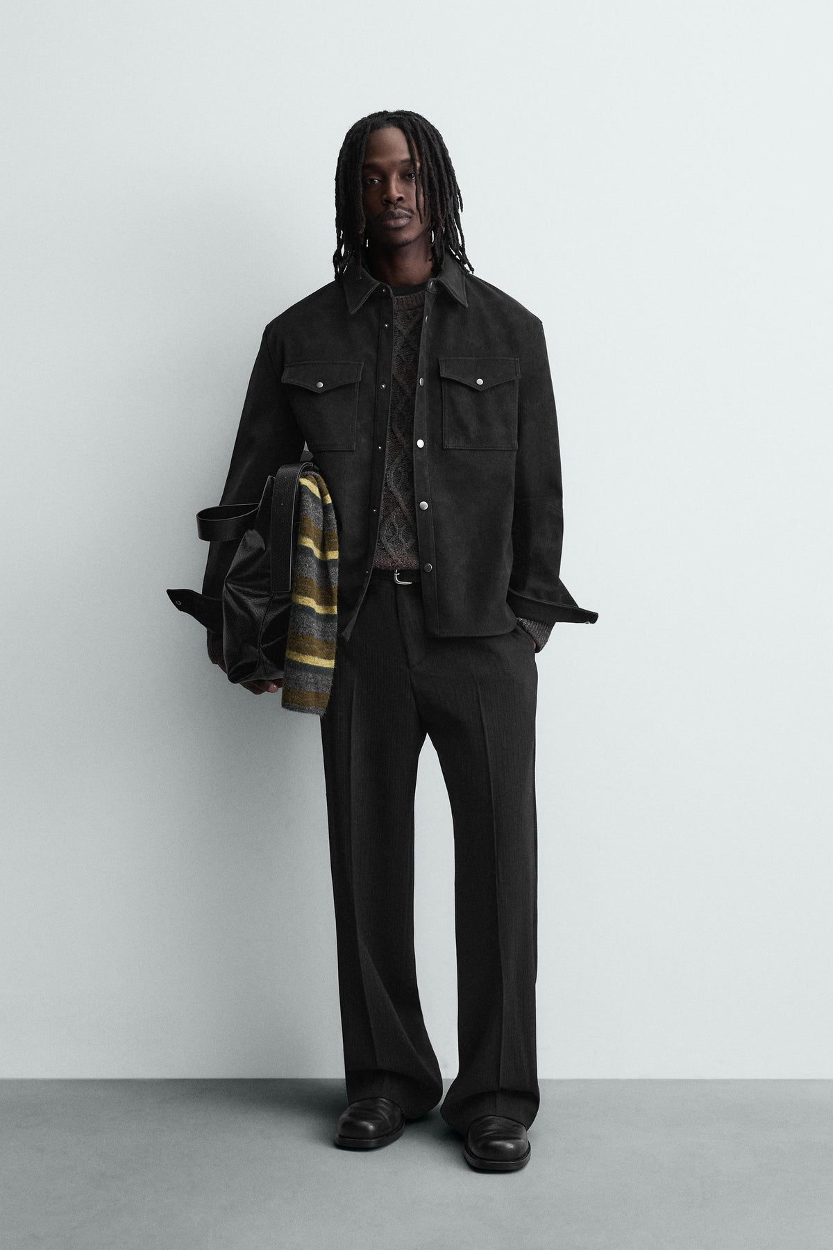 RELAXED FIT FAUX LEATHER OVERSHIRT - Image 1