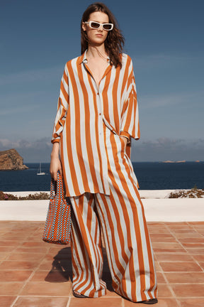 STRIPED WIDE-LEG TROUSERS
