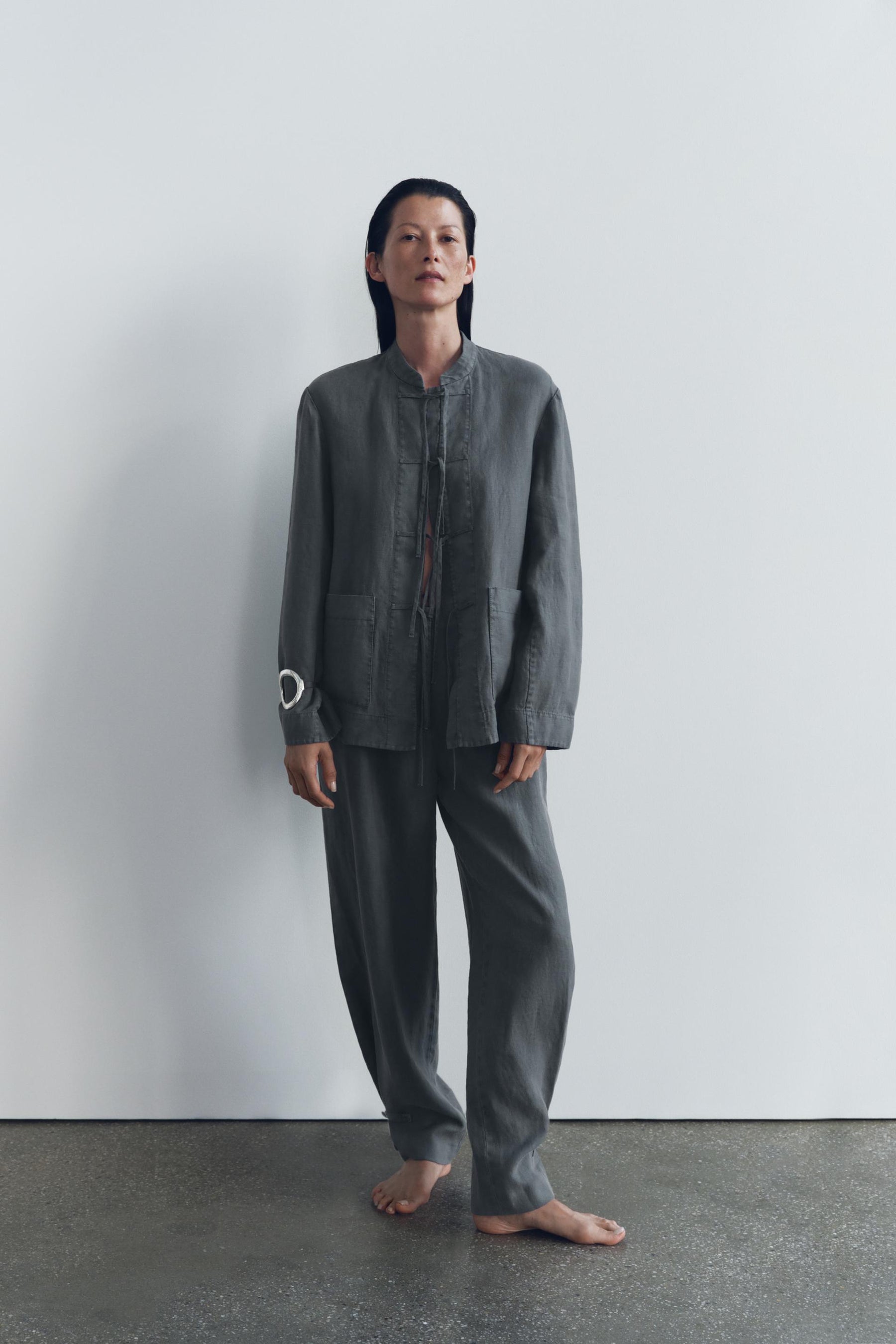 LINEN JACKET WITH TIES ZW COLLECTION - Image 1