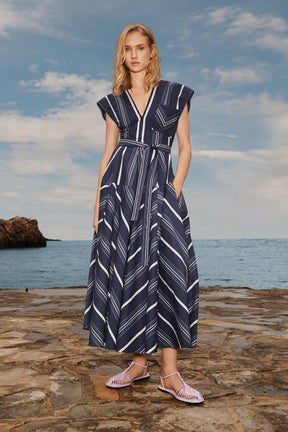 LIMITED EDITION STRIPED GODET DRESS - Image 1