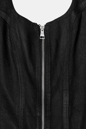 COATED DENIM MIDI DRESS