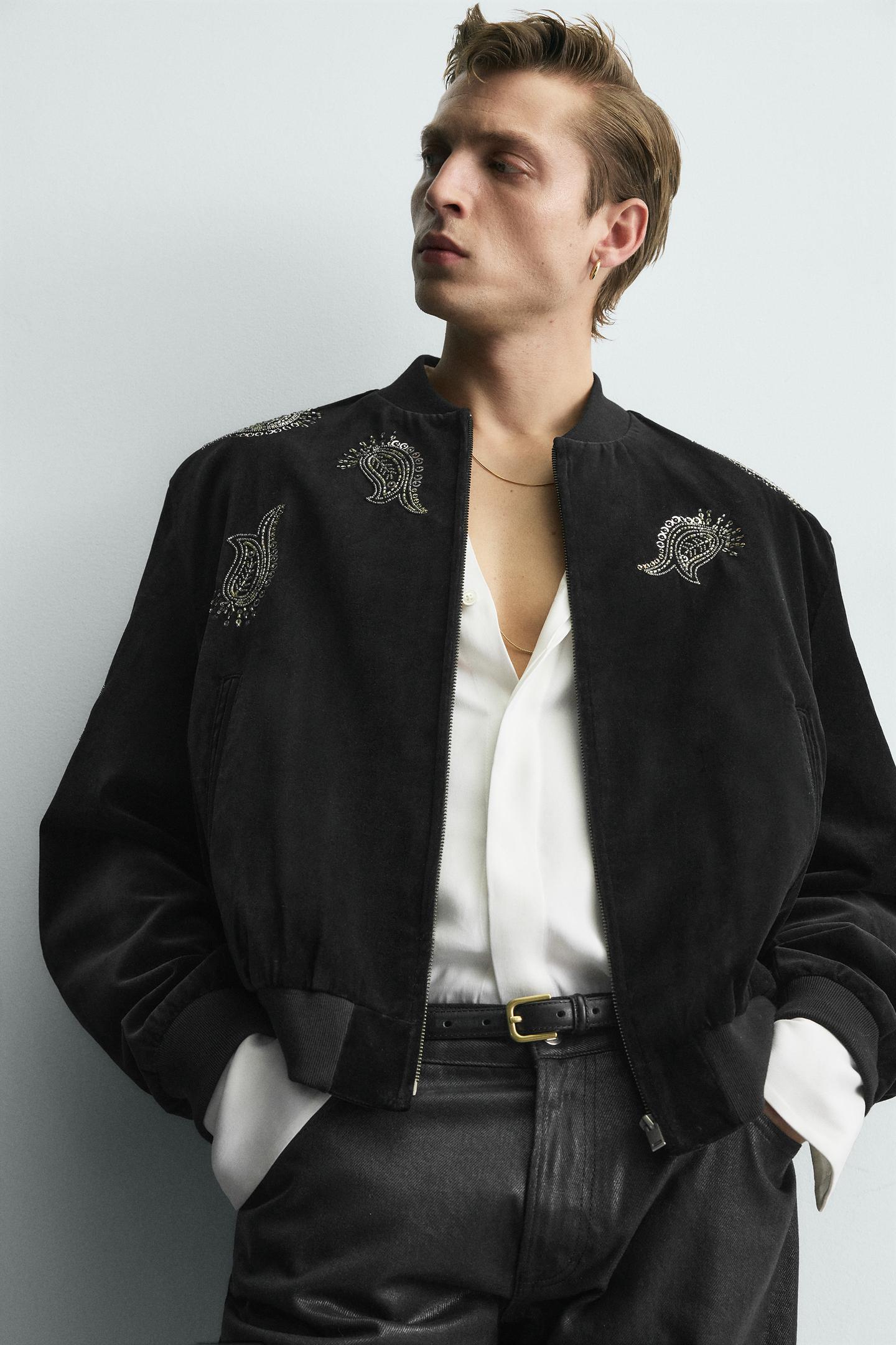 Embroidered Velvet Bomber