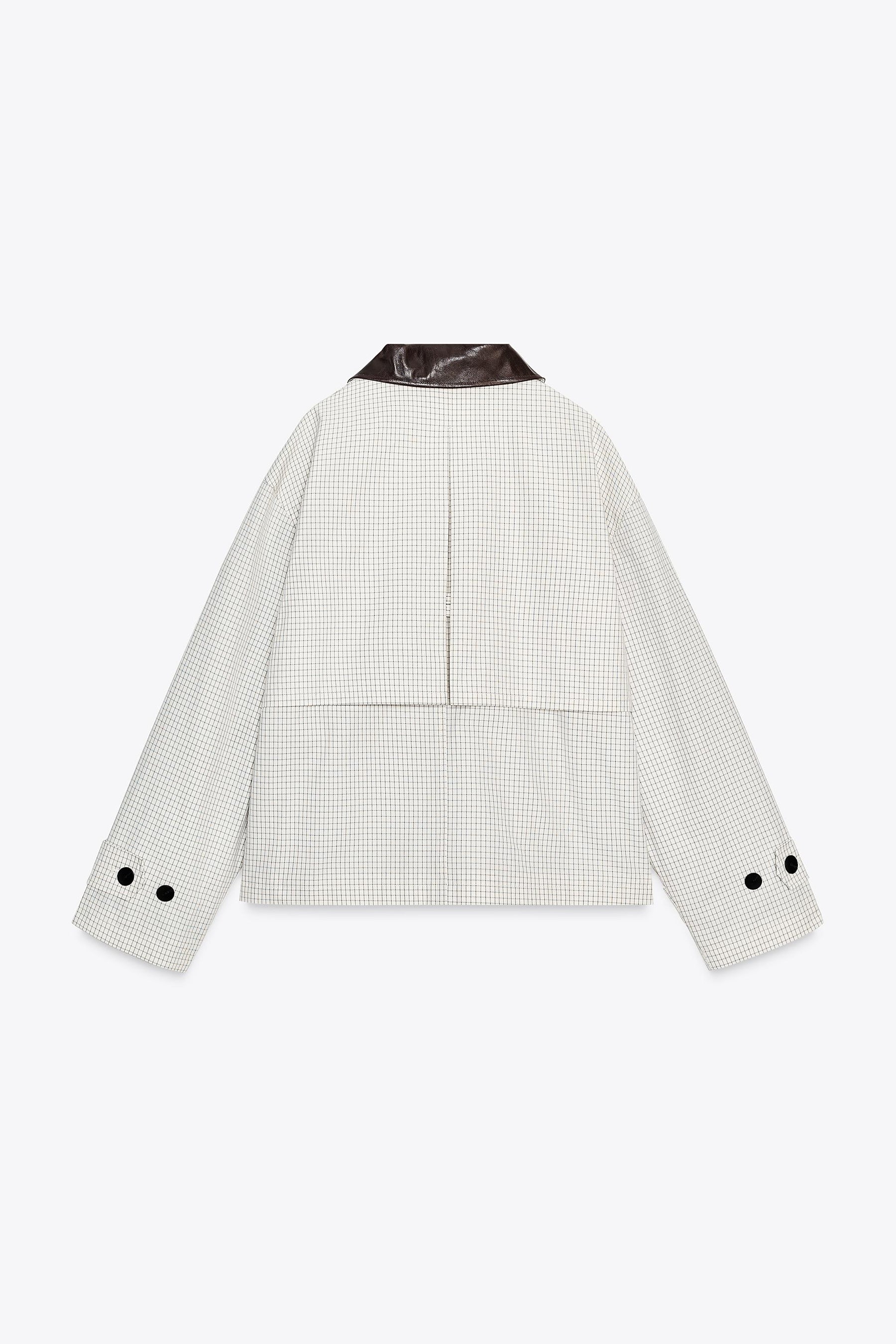 ZW COLLECTION LEATHER COLLAR SHORT TRENCH COAT - Image 8