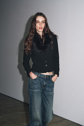 Faux Fur Collar Jacket