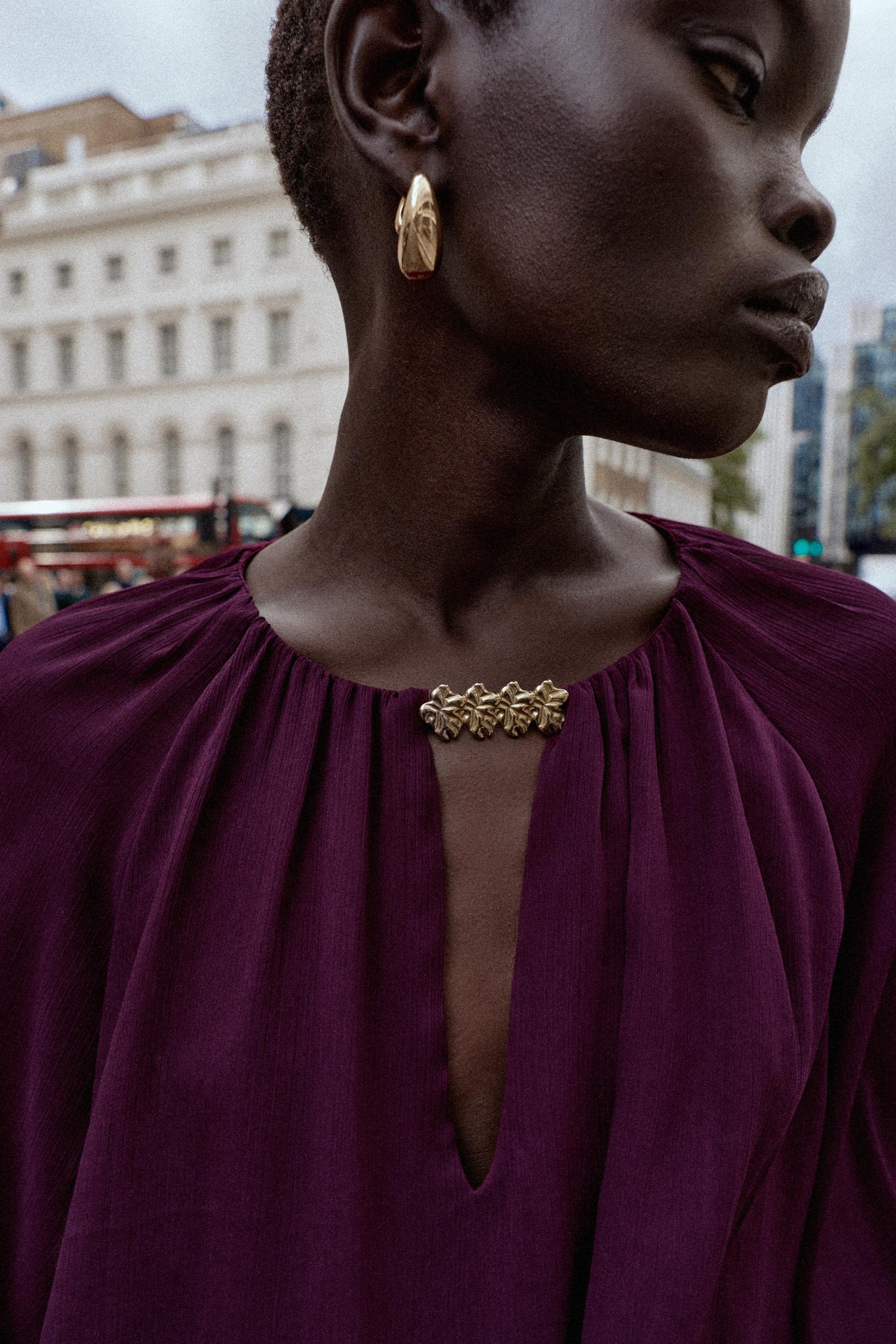 SEMI-SHEER BLOUSE WITH TRIM