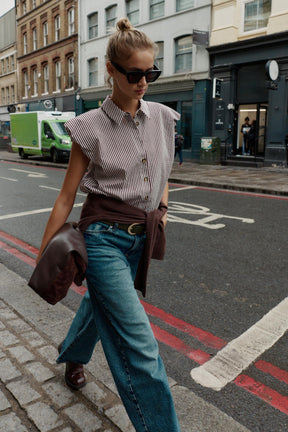 Striped Balloon Sleeve Shirt