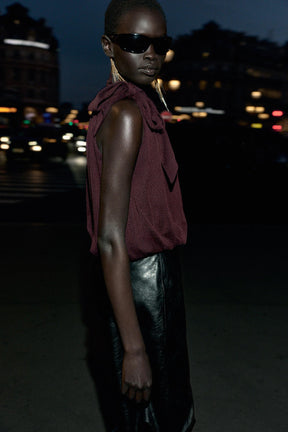 BALLOON HALTER NECK TOP