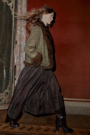 BLURRED PRINT MIDI SKIRT