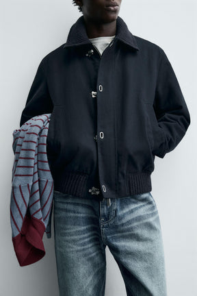TOGGLE JACKET WITH CONTRAST COLLAR - Image 6