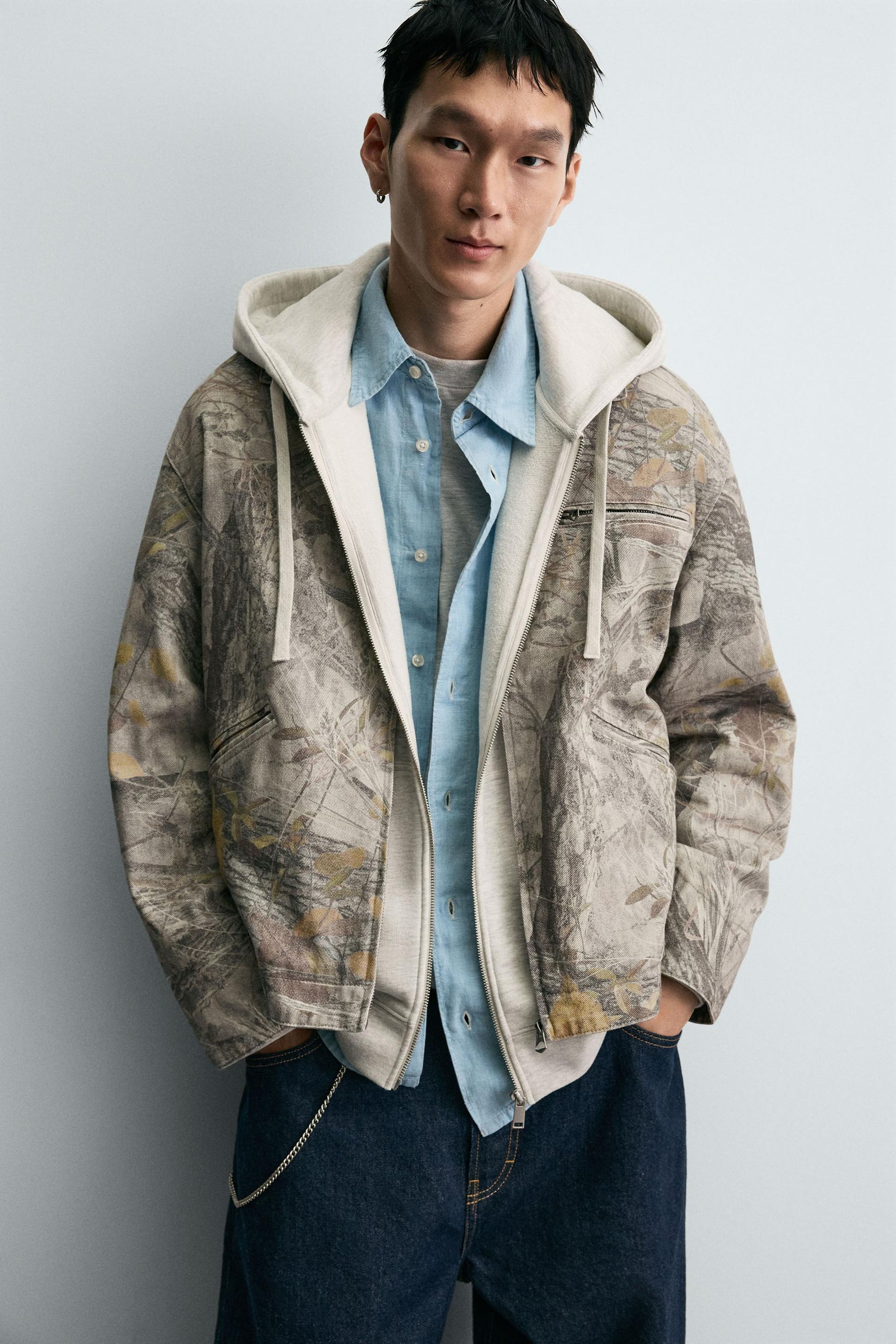 WASHED JACKET ABSTRACT PRINT - Image 5