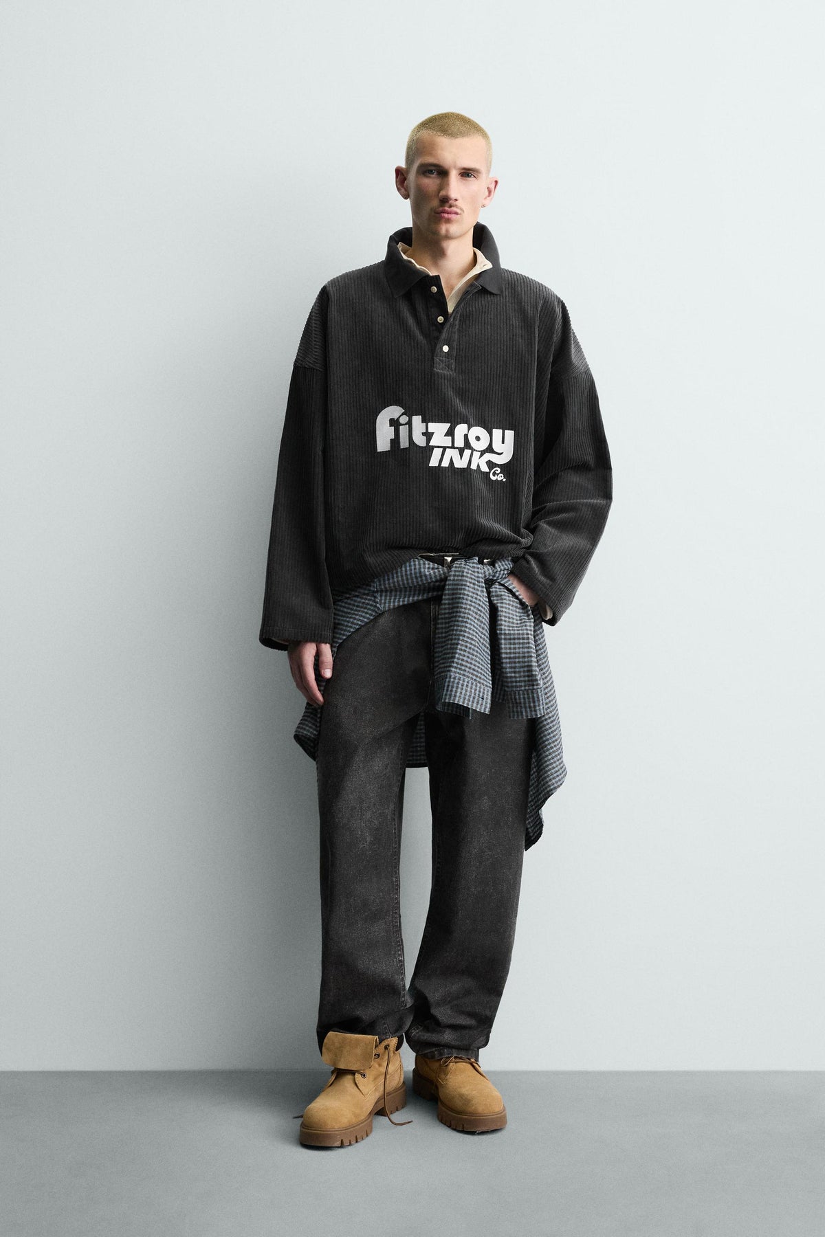 EMBROIDERED CORDUROY POLO SHIRT - Image 1