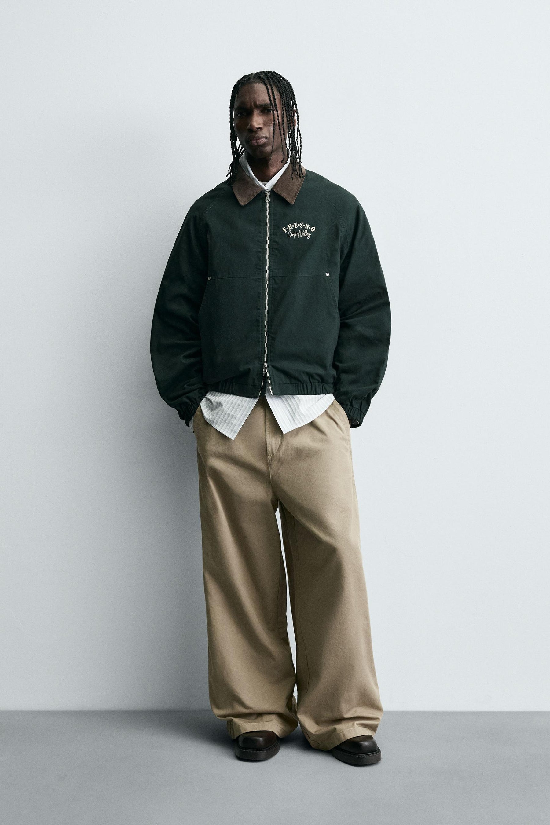 EMBROIDERED CONTRAST COLLAR JACKET - Image 1