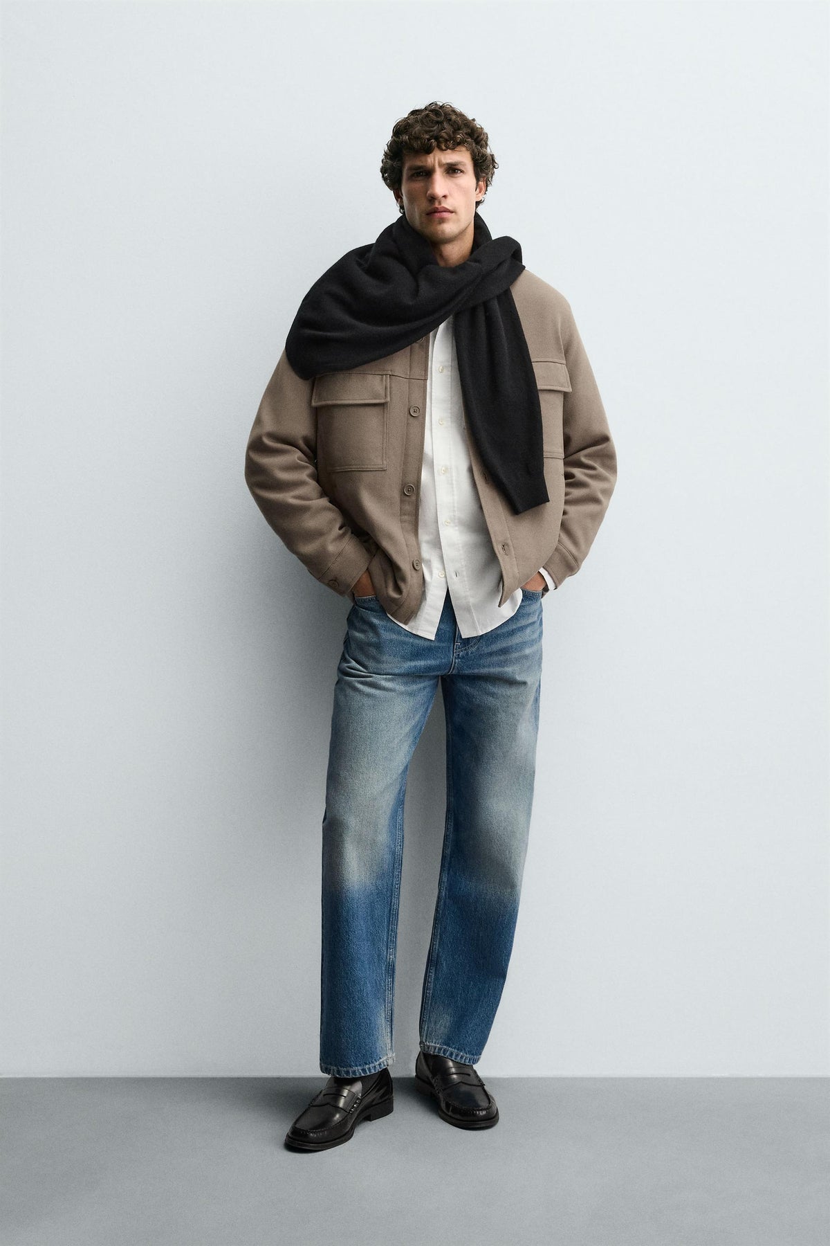 TEXTURED PADDED OVERSHIRT - Image 1