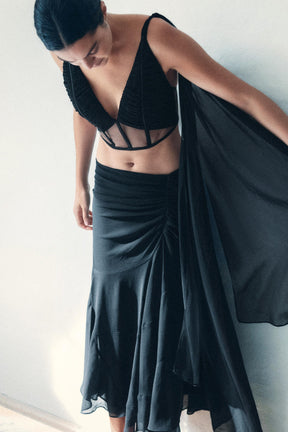 Draped Georgette Skirt