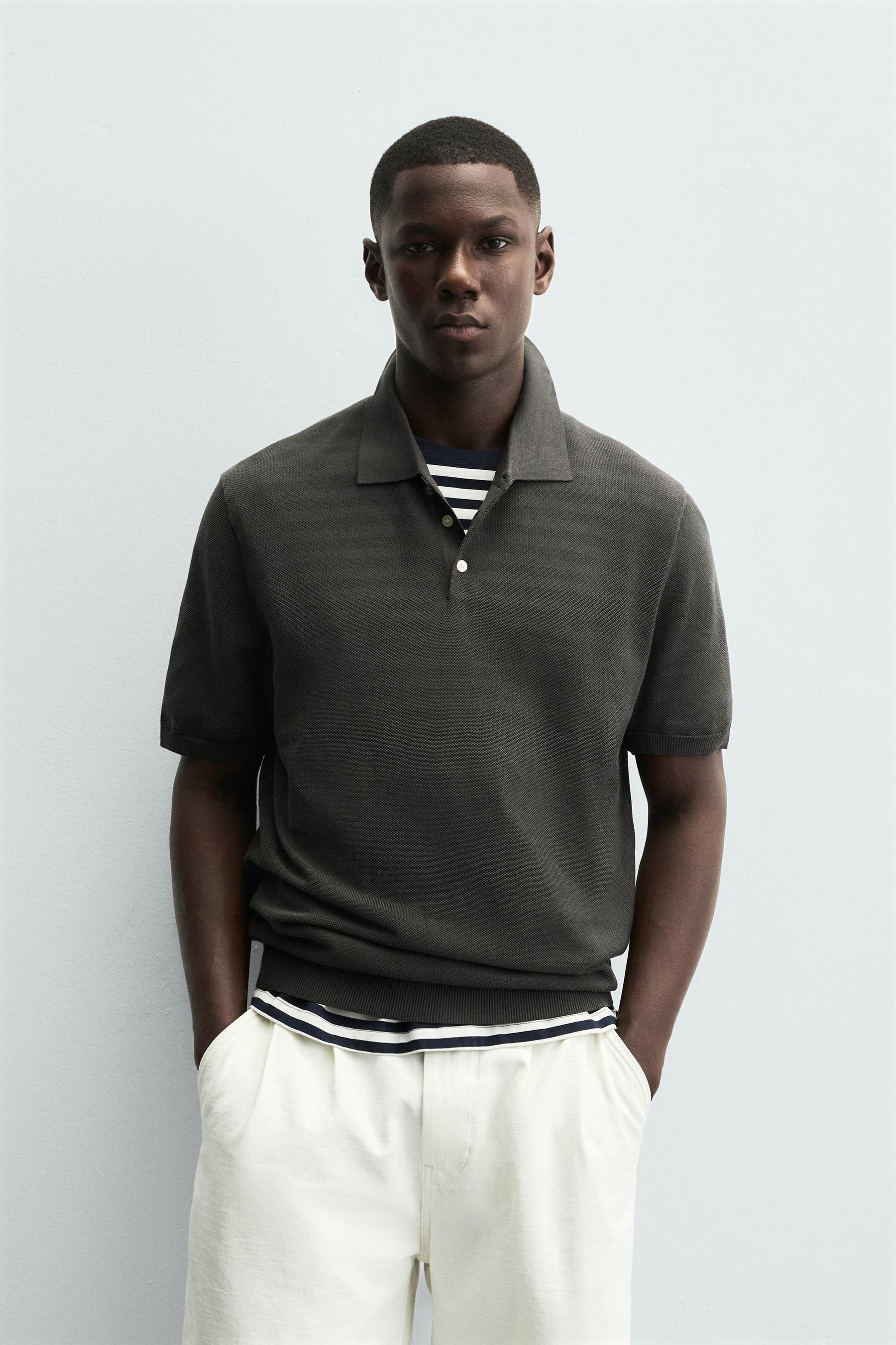 TEXTURED KNIT POLO SHIRT - Image 2