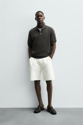TEXTURED KNIT POLO SHIRT - Image 1