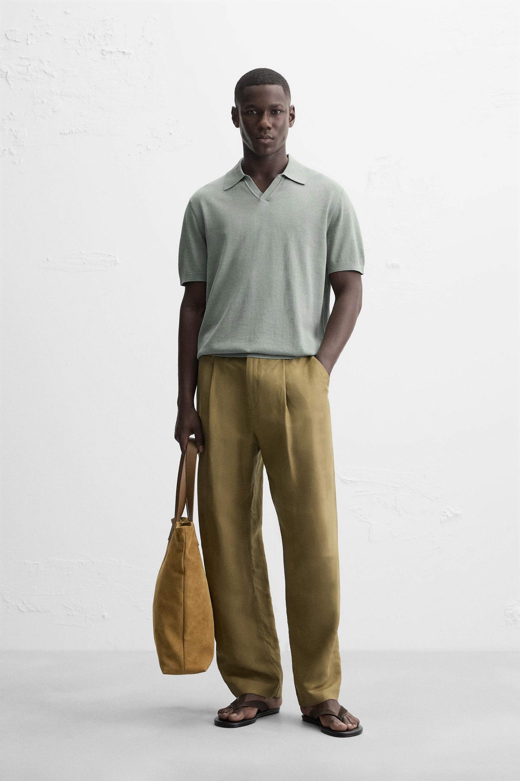 COTTON/SILK KNIT POLO SHIRT - Image 1