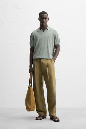 COTTON/SILK KNIT POLO SHIRT - Image 1