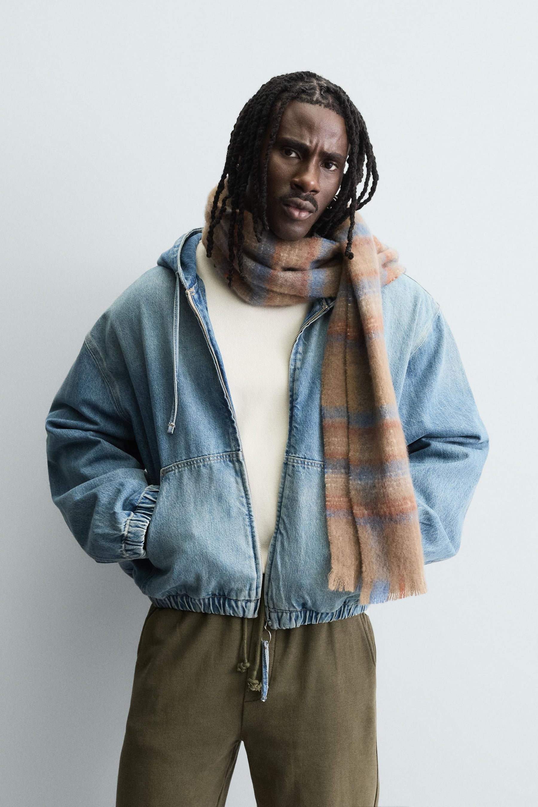 BRUSHED CHECK SCARF - Image 1
