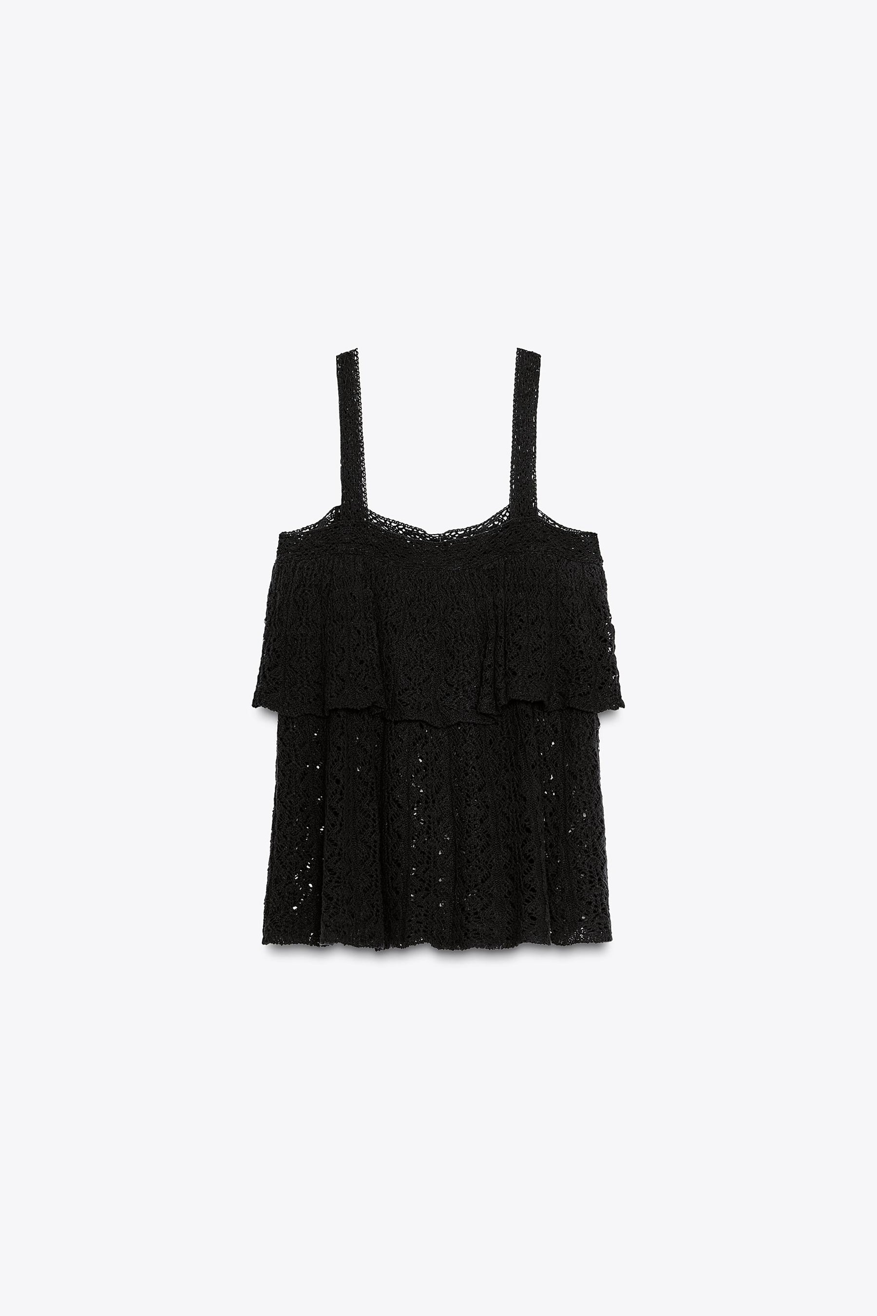 POINTELLE KNIT TOP WITH RUFFLE - Image 6