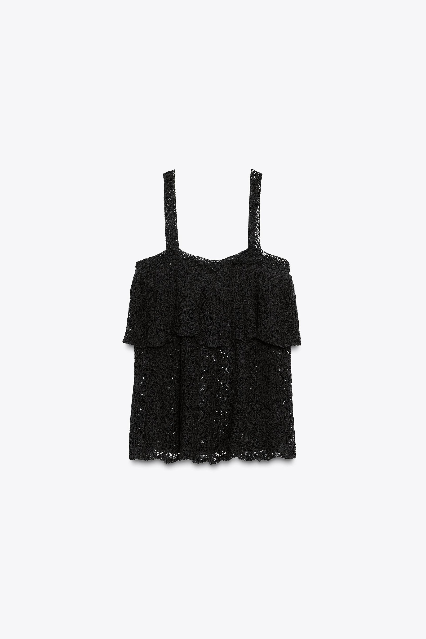 POINTELLE KNIT TOP WITH RUFFLE - Image 7
