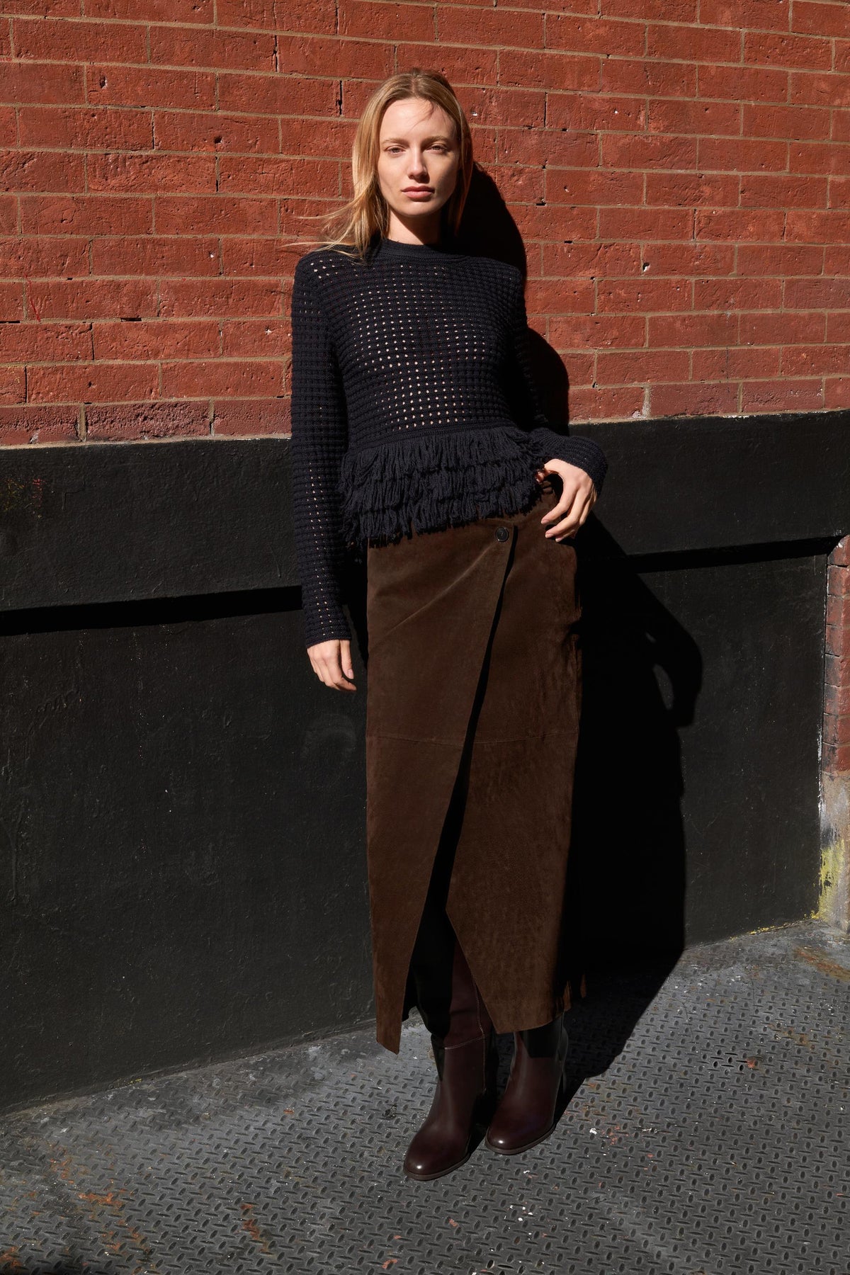 FRINGED PLAID KNIT JUMPER - Image 1