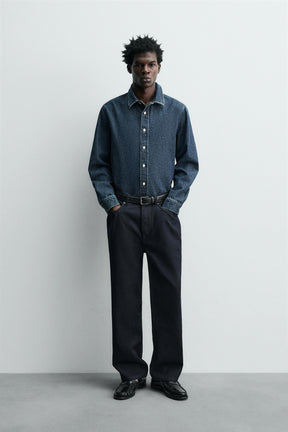 COTTON - WOOL STRAIGHT-LEG JEANS - Image 1