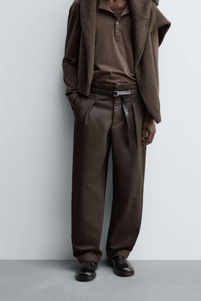PLEATED TROUSERS WITH BELT - Image 2